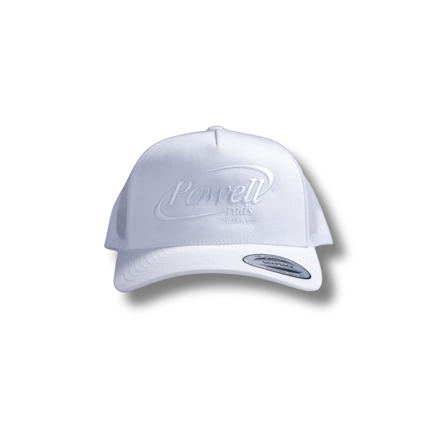 5-Panel Classic Trucker Cap | White | Large White Logo