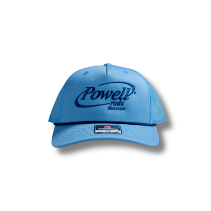 The 112, 5 Panel Trucker Cap with Blue Rope | Baby Blue | Large Cobalt Blue Logo