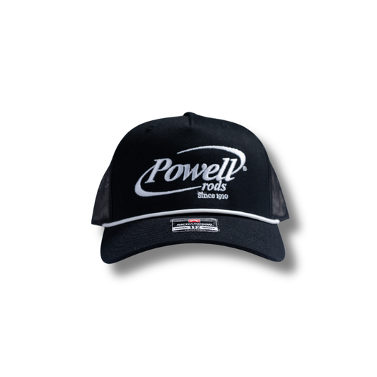 The 112, 5 Panel Trucker Cap with White Rope | Black | Large White Logo
